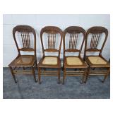 Set of 4 cane seat dining chairs