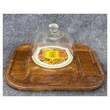 Wooden Cheese & Cracker Board Floral Japan Set