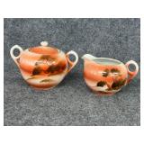 vintage JAPAN hand-painted sugar bowl creamer