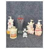 Assorted vintage pig decor