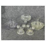 Vintage glassware basket compote candle holders