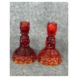 Vintage LE SMITH moon & stars amberina