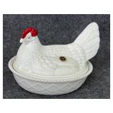 Westmoreland Milk Glass Hen on Nest covered dish