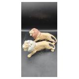 Pair of handpainted lion figurines
