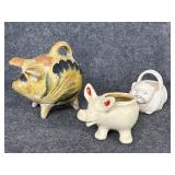 Assorted vintage pig decor
