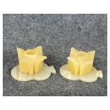 Vintage carved Stone flower candle holders