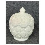 Vtg Westmoreland Milk Glass candy dish Old Quilt
