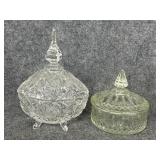 Pair of lidded vintage candy dishes