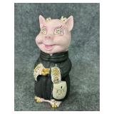Vtg Lefton Piggy Bank Black Pink Mcm For My Mink