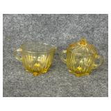 vintage Federal Glass Co. creamer and sugar bowl