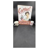 Retro coffee sign with 2 cups.