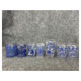 Vtg Blue Willow glasses assorted sizes condition
