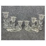 vintage Cambridge Glass Caprice 3 candle holder