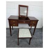 Craftique mahogany dressing table and stool
