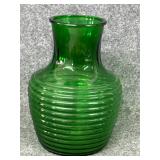 Anchor Hocking Green Ribbed Glass Water Bottle