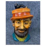 Vtg Toby Head Canister Lid w Pipe Handle Japan