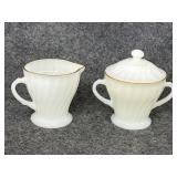 vintage Fire-King milk glass creamer  sugar bowl