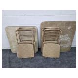 2 cars tables and 4 folding chairs