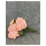6 roses handmade crochet pink rose bouquet