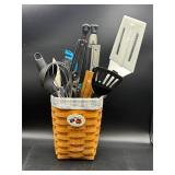 Longaberger woven wood basket utensil holder