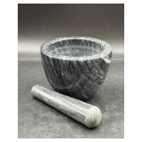 Grey Marble Mortar & Pestle