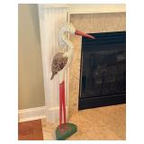 39ï¿½ NEEDS REPAIR wooden folk art design heron