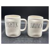 Rae Dunn Fighter & Survivor mugs