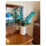 Vase and artificial faux flowers