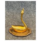 vintage brass swan ring holder