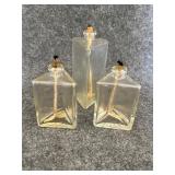 vintage glass oil lamps Triangle shaped