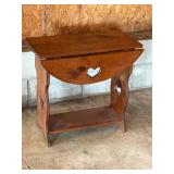 Vintage wooden heart side table