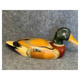 Repaired neck vintage wooden mallard duck decoy