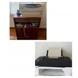Vintage rolling cart & canon printers & contents