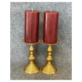 VTG Hosley solid lacquered brass candle holders