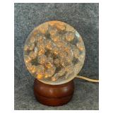 vintage art glass lamp featuring a clear orb