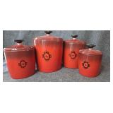 Canister set. Burnt orange ombre color.