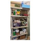 Plastic storage shelf and contents
