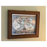 10ï¿½x11ï¿½ Gold Silver Foil Latin World Map Repro
