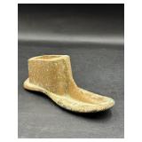 cast iron cobbler's shoe form painted gold tone