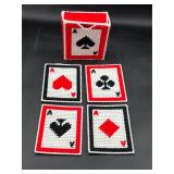 Vintage Plastic Canvas Yarn Coaster Set