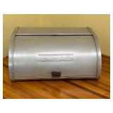 vintage aluminum roll-top bread box