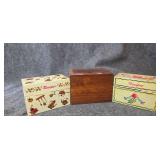 Trio of recipe boxes. With some recipes.