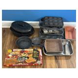 Assorted kitchen goods muffin tins and more