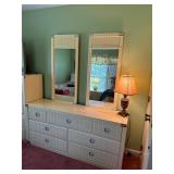 Vintage wicker dresser & mirror