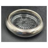 Sterling silver and glass coaster
