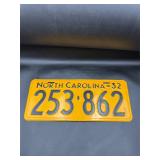 Restored vintage 1932 North Carolina license plate