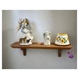 Small wooden shelf and home decor