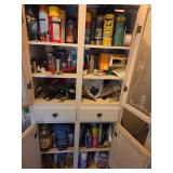 Contents of cabinet cleaning supplies and more