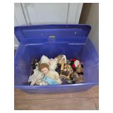 Tote and contents Christmas decor baby dolls