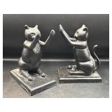 vintage black cast iron cat bookends